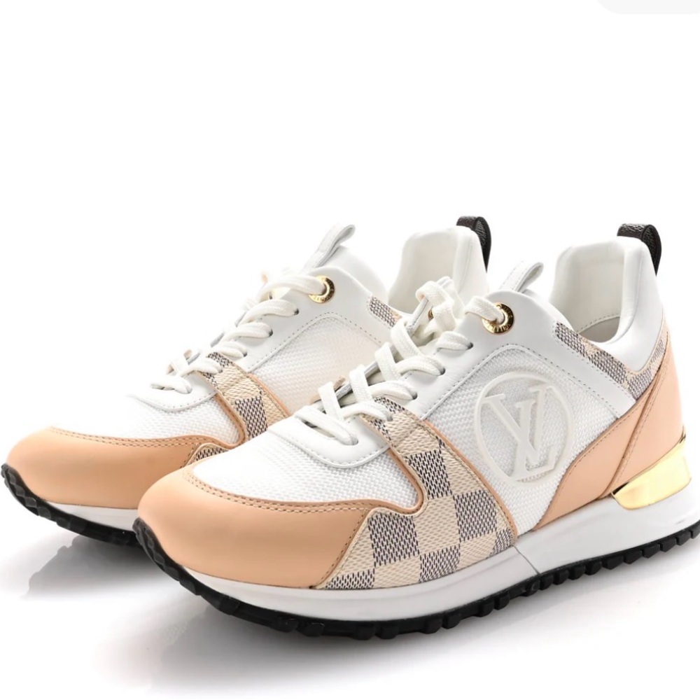 Louis Vuitton Calfskin Damier Azur Run Away Sneakers 38 White